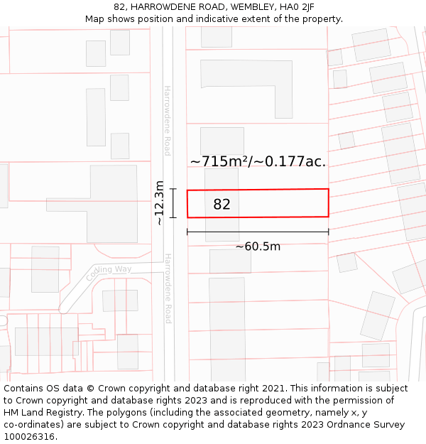 82, HARROWDENE ROAD, WEMBLEY, HA0 2JF: Plot and title map