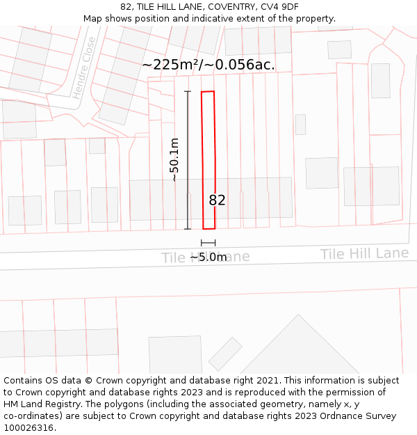 82, TILE HILL LANE, COVENTRY, CV4 9DF: Plot and title map