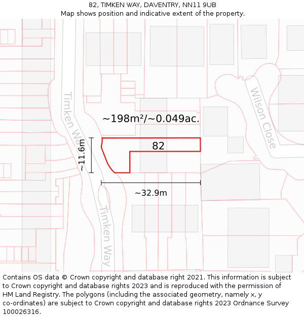 82, TIMKEN WAY, DAVENTRY, NN11 9UB: Plot and title map