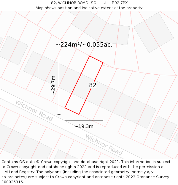 82, WICHNOR ROAD, SOLIHULL, B92 7PX: Plot and title map