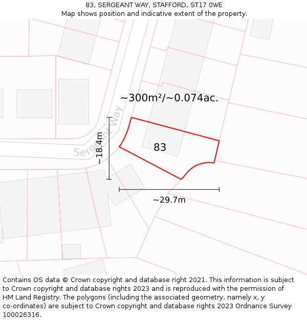 83, SERGEANT WAY, STAFFORD, ST17 0WE: Plot and title map