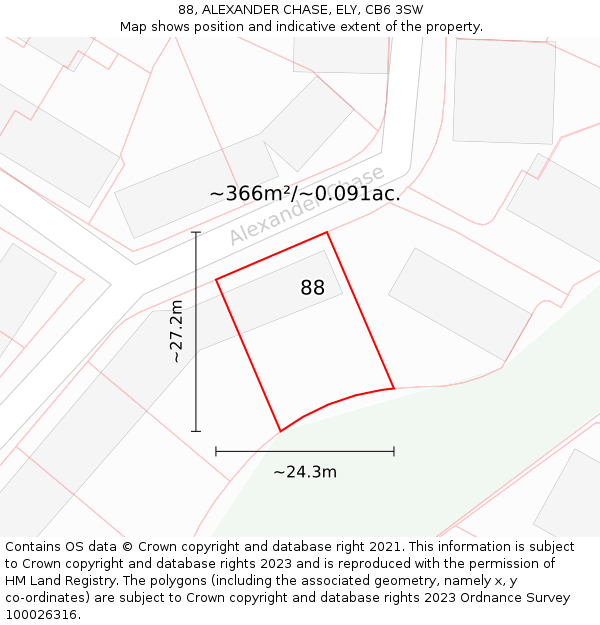 88, ALEXANDER CHASE, ELY, CB6 3SW: Plot and title map