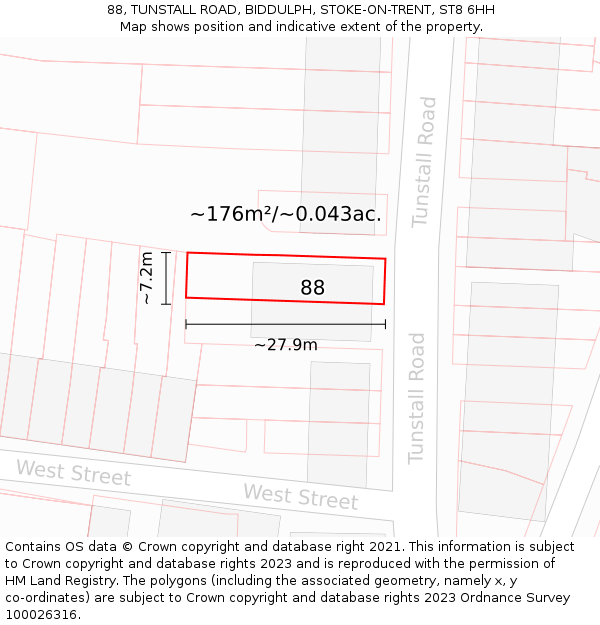 88, TUNSTALL ROAD, BIDDULPH, STOKE-ON-TRENT, ST8 6HH: Plot and title map