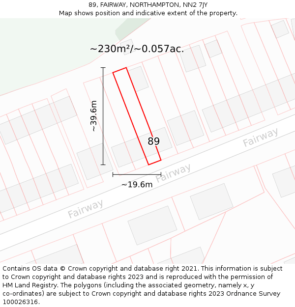 89, FAIRWAY, NORTHAMPTON, NN2 7JY: Plot and title map