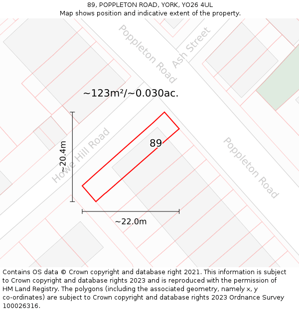 89, POPPLETON ROAD, YORK, YO26 4UL: Plot and title map