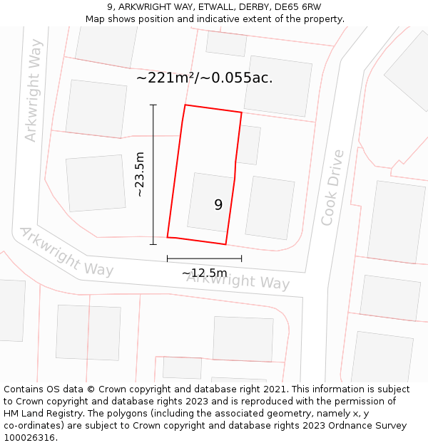 9, ARKWRIGHT WAY, ETWALL, DERBY, DE65 6RW: Plot and title map
