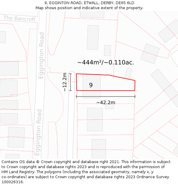 9, EGGINTON ROAD, ETWALL, DERBY, DE65 6LD: Plot and title map