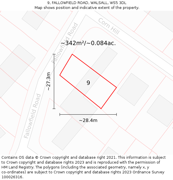 9, FALLOWFIELD ROAD, WALSALL, WS5 3DL: Plot and title map