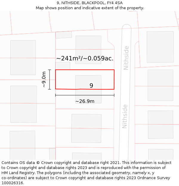 9, NITHSIDE, BLACKPOOL, FY4 4SA: Plot and title map