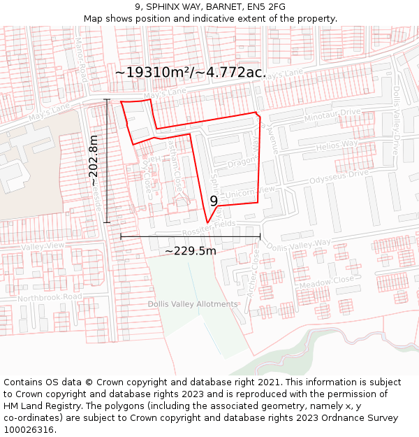 9, SPHINX WAY, BARNET, EN5 2FG: Plot and title map