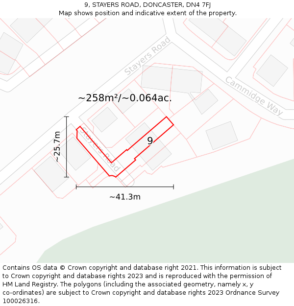 9, STAYERS ROAD, DONCASTER, DN4 7FJ: Plot and title map