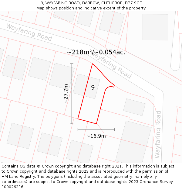 9, WAYFARING ROAD, BARROW, CLITHEROE, BB7 9GE: Plot and title map