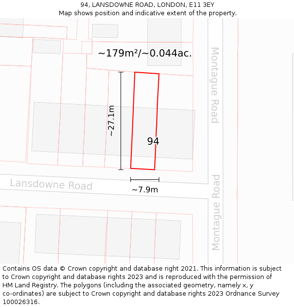 94, LANSDOWNE ROAD, LONDON, E11 3EY: Plot and title map