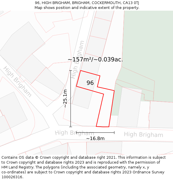 96, HIGH BRIGHAM, BRIGHAM, COCKERMOUTH, CA13 0TJ: Plot and title map