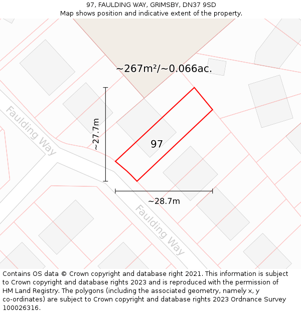 97, FAULDING WAY, GRIMSBY, DN37 9SD: Plot and title map