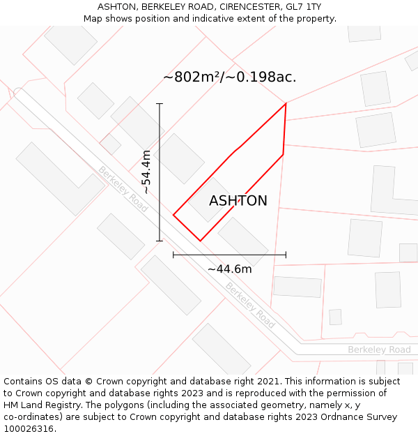 ASHTON, BERKELEY ROAD, CIRENCESTER, GL7 1TY: Plot and title map