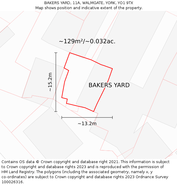 BAKERS YARD, 11A, WALMGATE, YORK, YO1 9TX: Plot and title map