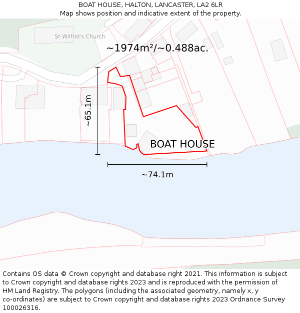 BOAT HOUSE, HALTON, LANCASTER, LA2 6LR: Plot and title map