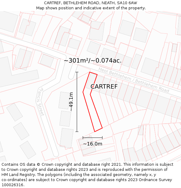 CARTREF, BETHLEHEM ROAD, NEATH, SA10 6AW: Plot and title map