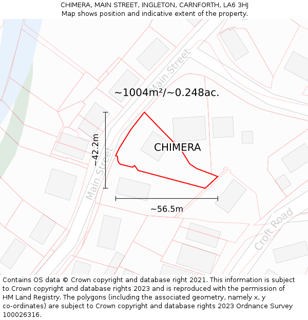 CHIMERA, MAIN STREET, INGLETON, CARNFORTH, LA6 3HJ: Plot and title map