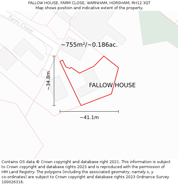 FALLOW HOUSE, FARM CLOSE, WARNHAM, HORSHAM, RH12 3QT: Plot and title map
