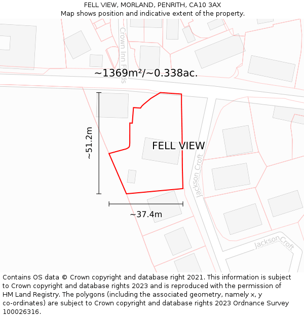 FELL VIEW, MORLAND, PENRITH, CA10 3AX: Plot and title map