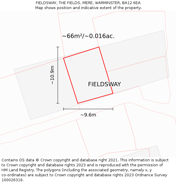 FIELDSWAY, THE FIELDS, MERE, WARMINSTER, BA12 6EA: Plot and title map