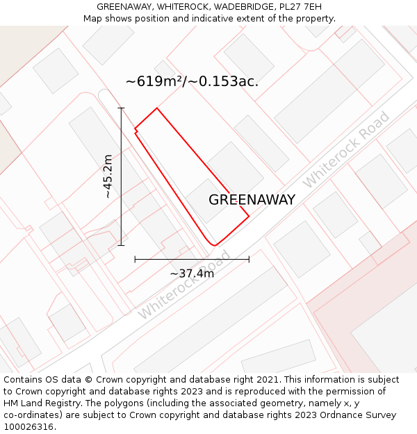 GREENAWAY, WHITEROCK, WADEBRIDGE, PL27 7EH: Plot and title map