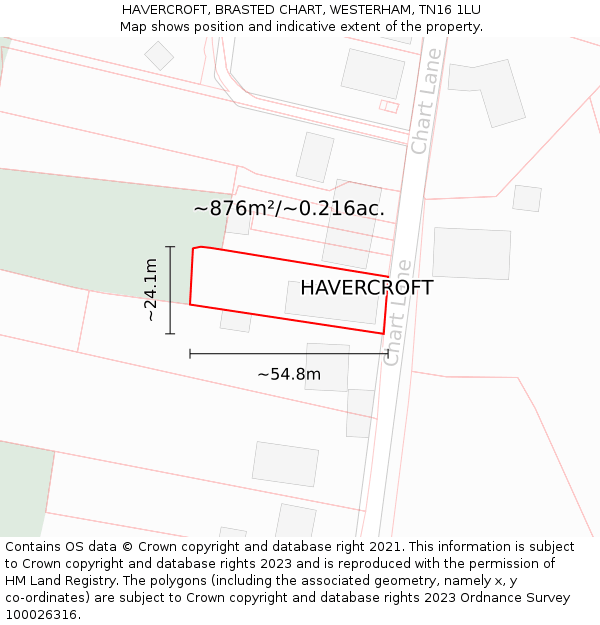 HAVERCROFT, BRASTED CHART, WESTERHAM, TN16 1LU: Plot and title map