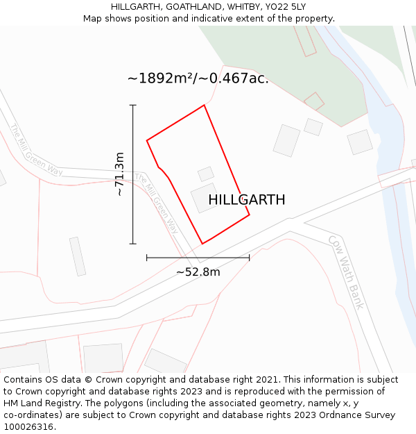 HILLGARTH, GOATHLAND, WHITBY, YO22 5LY: Plot and title map