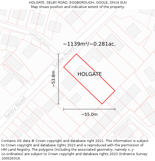 HOLGATE, SELBY ROAD, EGGBOROUGH, GOOLE, DN14 0LN: Plot and title map