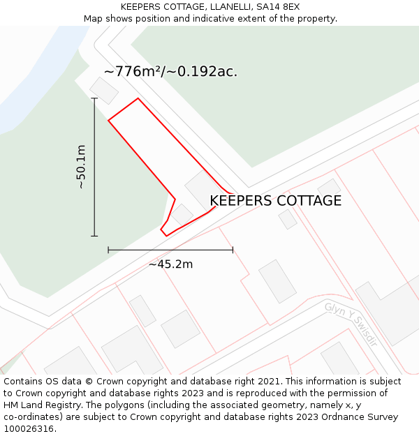 KEEPERS COTTAGE, LLANELLI, SA14 8EX: Plot and title map