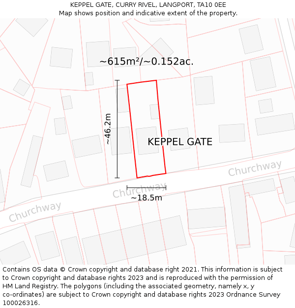 KEPPEL GATE, CURRY RIVEL, LANGPORT, TA10 0EE: Plot and title map