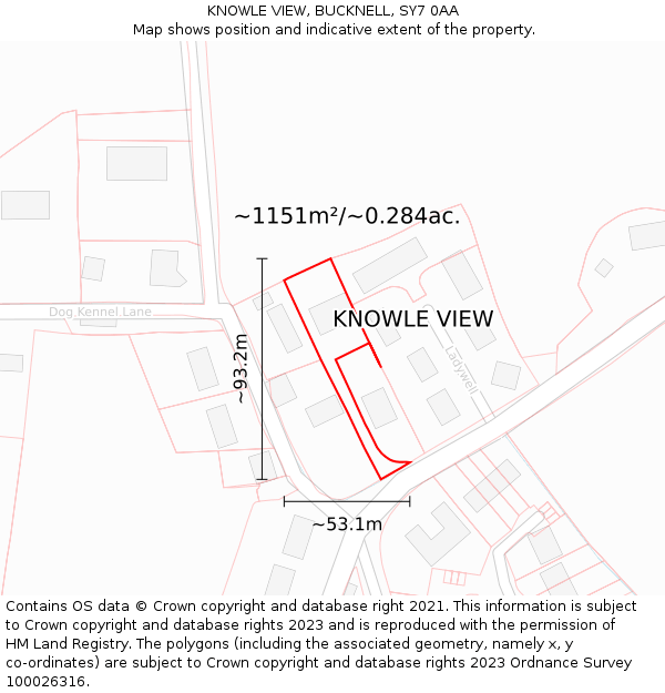 KNOWLE VIEW, BUCKNELL, SY7 0AA: Plot and title map