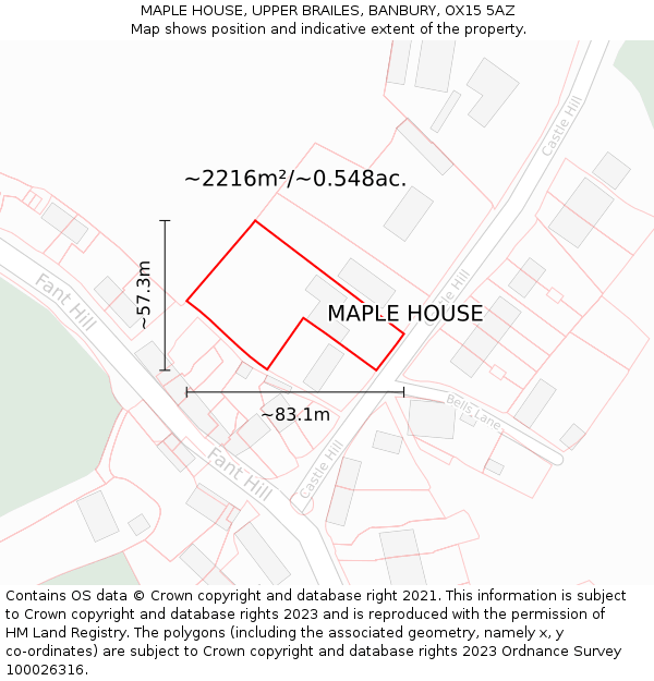 MAPLE HOUSE, UPPER BRAILES, BANBURY, OX15 5AZ: Plot and title map