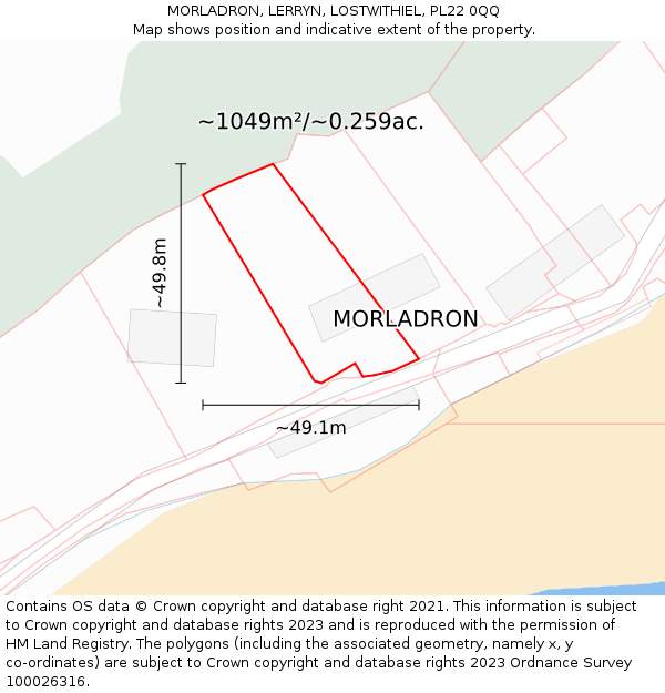 MORLADRON, LERRYN, LOSTWITHIEL, PL22 0QQ: Plot and title map