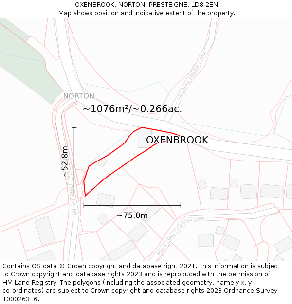 OXENBROOK, NORTON, PRESTEIGNE, LD8 2EN: Plot and title map
