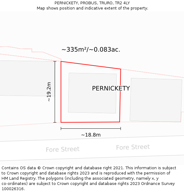 PERNICKETY, PROBUS, TRURO, TR2 4LY: Plot and title map