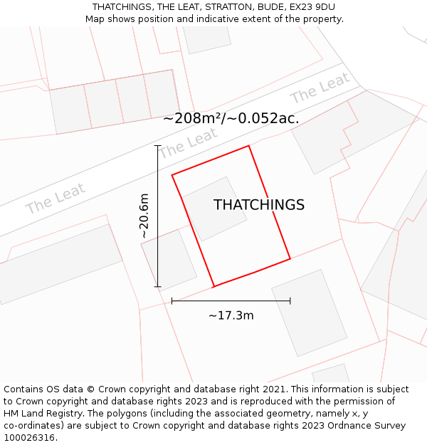 THATCHINGS, THE LEAT, STRATTON, BUDE, EX23 9DU: Plot and title map