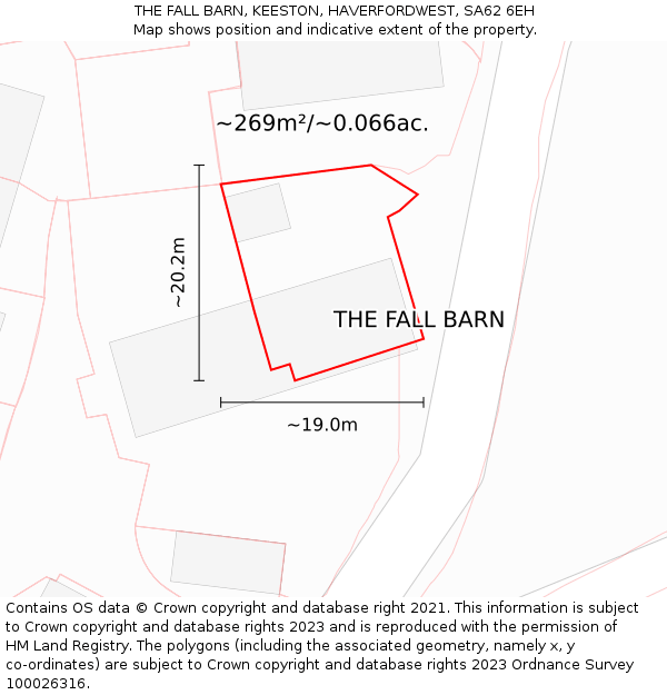 THE FALL BARN, KEESTON, HAVERFORDWEST, SA62 6EH: Plot and title map