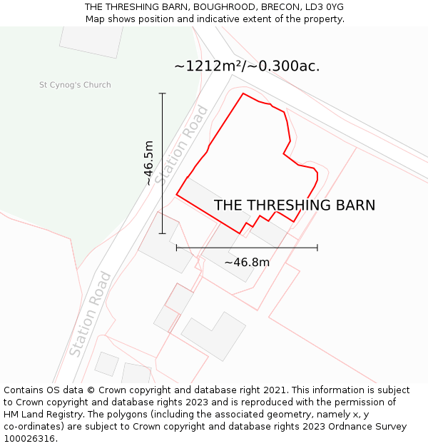 THE THRESHING BARN, BOUGHROOD, BRECON, LD3 0YG: Plot and title map