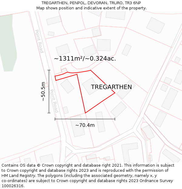TREGARTHEN, PENPOL, DEVORAN, TRURO, TR3 6NP: Plot and title map