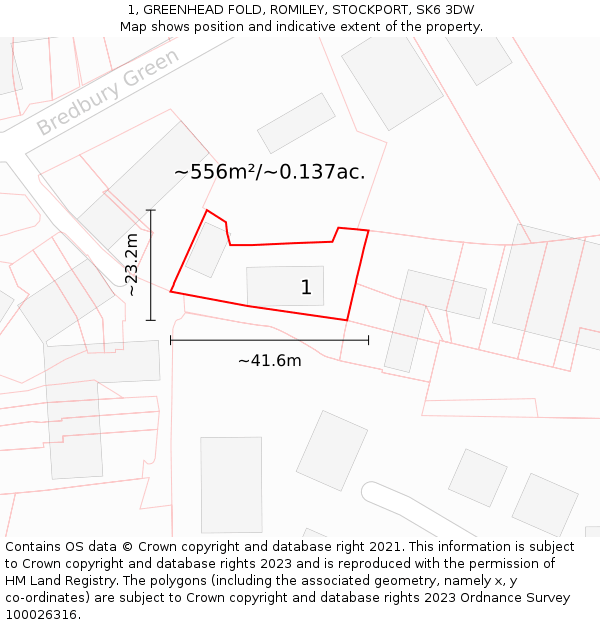 1, GREENHEAD FOLD, ROMILEY, STOCKPORT, SK6 3DW: Plot and title map