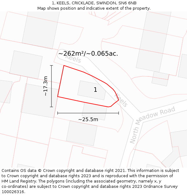 1, KEELS, CRICKLADE, SWINDON, SN6 6NB: Plot and title map
