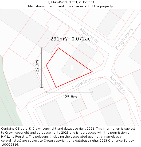 1, LAPWINGS, FLEET, GU51 5BT: Plot and title map