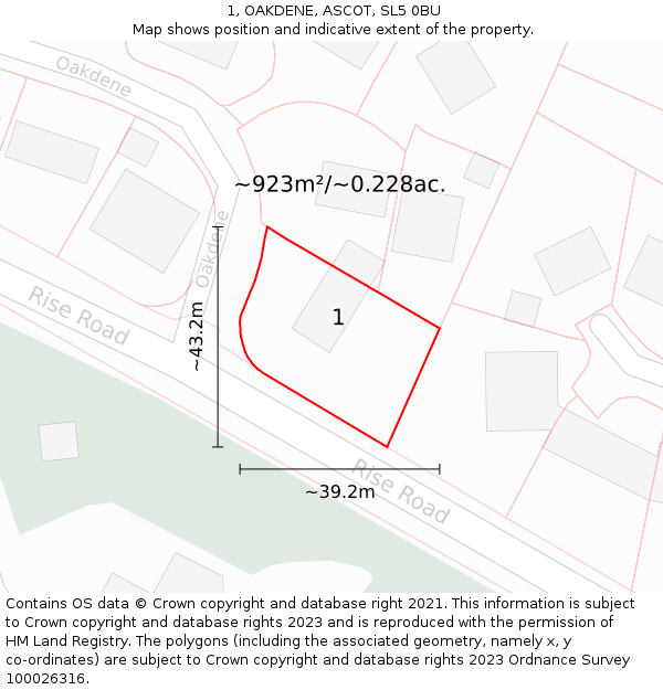 1, OAKDENE, ASCOT, SL5 0BU: Plot and title map