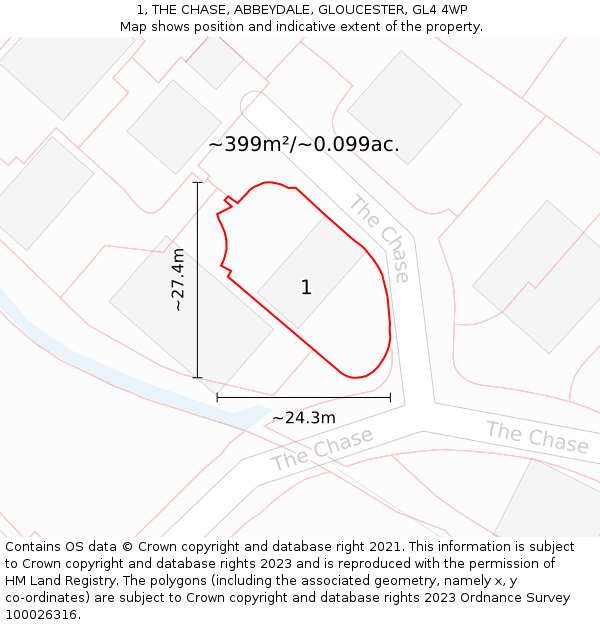 1, THE CHASE, ABBEYDALE, GLOUCESTER, GL4 4WP: Plot and title map