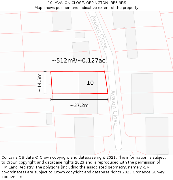 10, AVALON CLOSE, ORPINGTON, BR6 9BS: Plot and title map