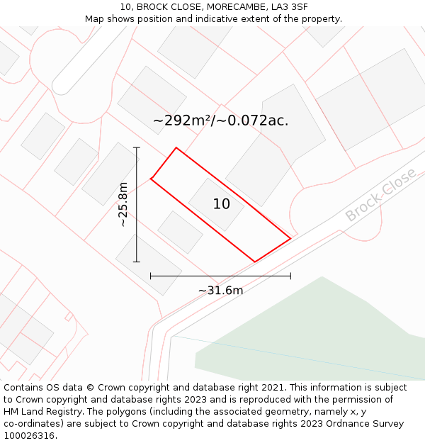 10, BROCK CLOSE, MORECAMBE, LA3 3SF: Plot and title map