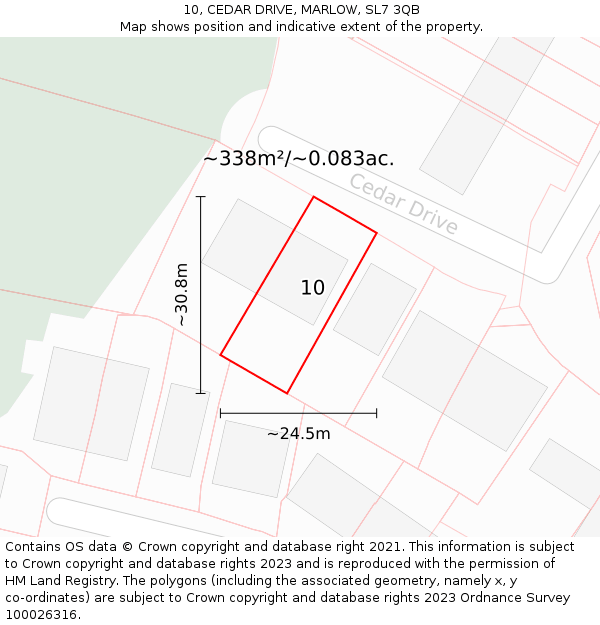 10, CEDAR DRIVE, MARLOW, SL7 3QB: Plot and title map